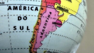 Mapa da América do Sul.
