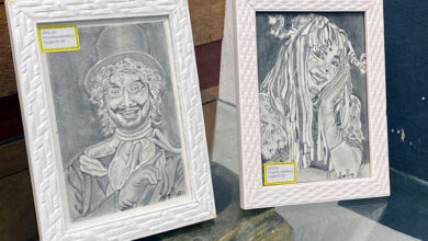 Obras em exposição.