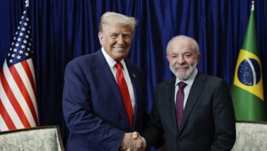 Lula e Trump durante encontro.
