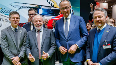 Presidente da República, Luiz Inácio Lula da Silva, durante visita à Feira Industrial de Hanôver. “Messegelände”, Halls 11, 12 e 27, Alemanha.