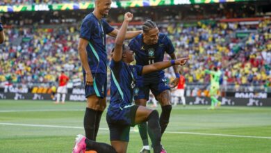 Endrick comemora o segundo gol do Brasil em Cleveland