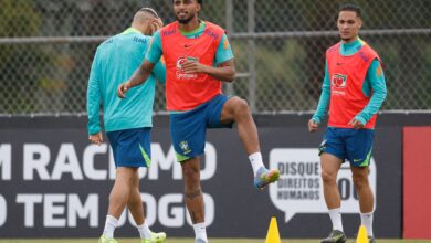 Éderson se aquece em treino da Seleção no CT Joaquim Grava Créditos: Rafael Ribeiro/CBF