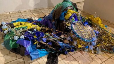 Balão que caiu em Jacareí. (Foto: Defesa Civil SP)